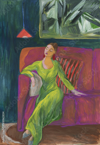 abstract woman portrait. watercolor painting. illustration