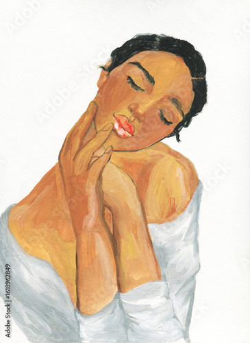 woman portrait. watercolor painting. illustration