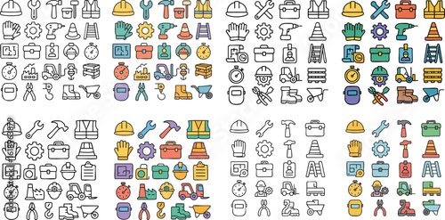 Construction and Industrial Tools and Safety Equipment Icons 2.