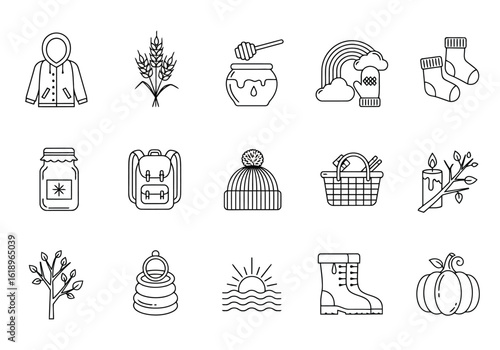 Autumnal elements and seasonal items fall harvest nature