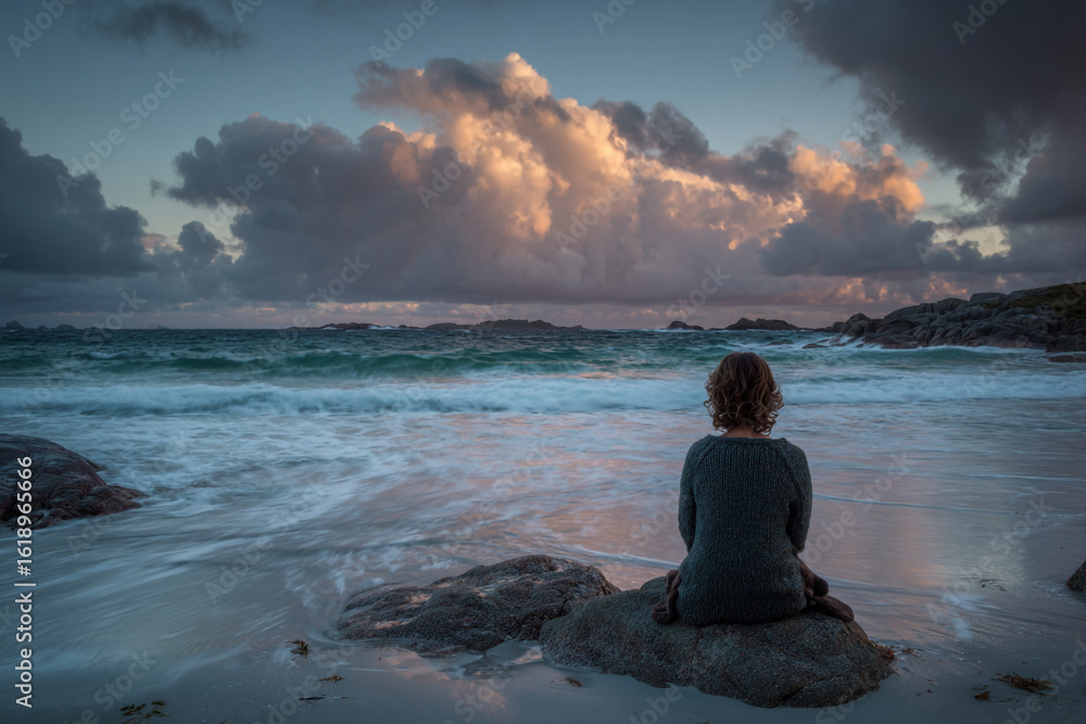 Fototapeta premium Calm, fluid visualization of thoughts in motion, evoking introspection and mindfulness. Ideal for mental health campaigns, educational materials, and inspirational content