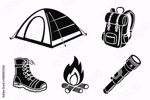 set of camping icons