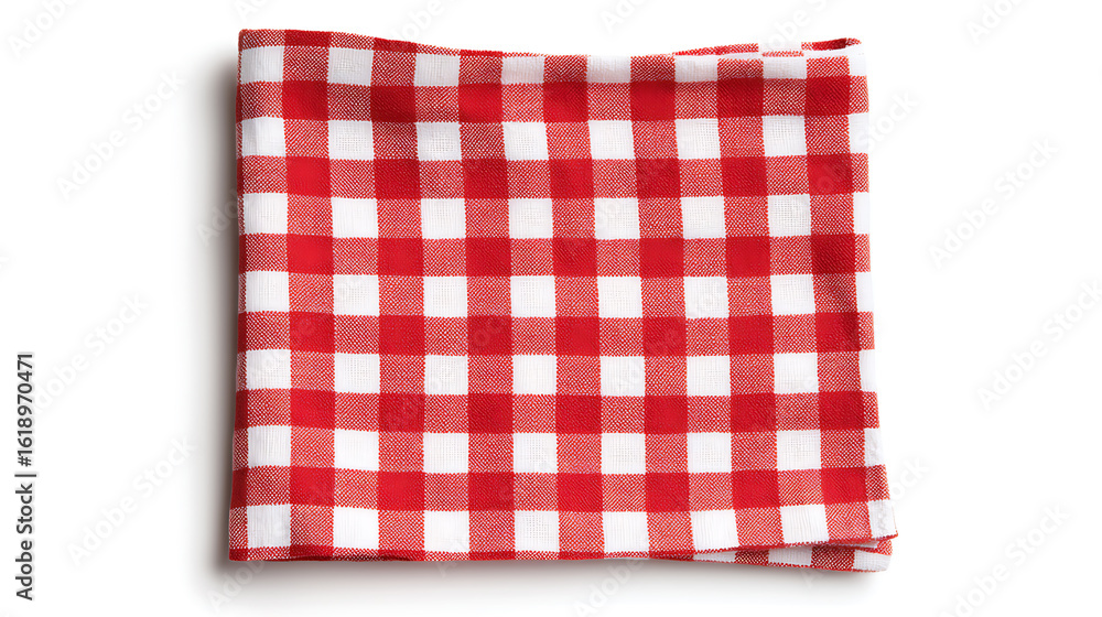 Obraz premium Classic red and white checkered fabric, often used for tablecloths and napkins. The pattern creates a vintage feel and rustic aesthetic appeal.
