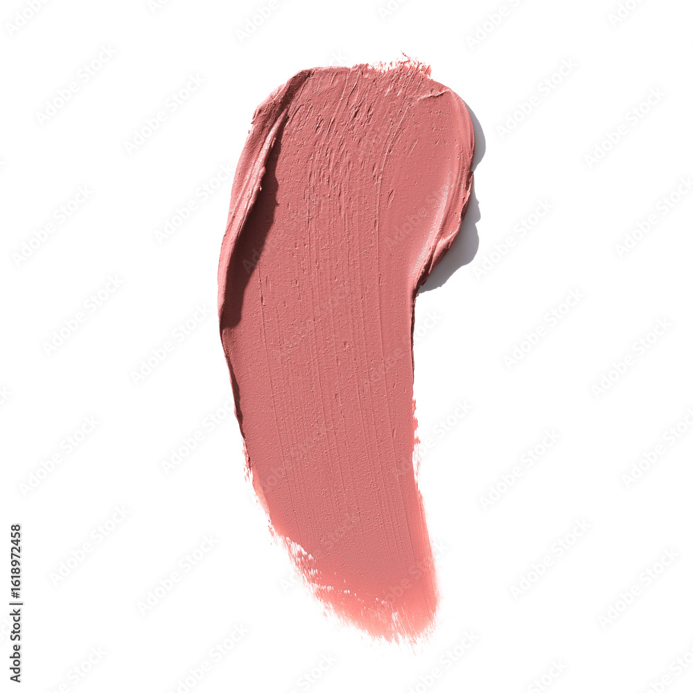 Fototapeta premium soft light pink matte lipstick smear, cosmetics beauty product texture, liquid blush, lipstick swatc