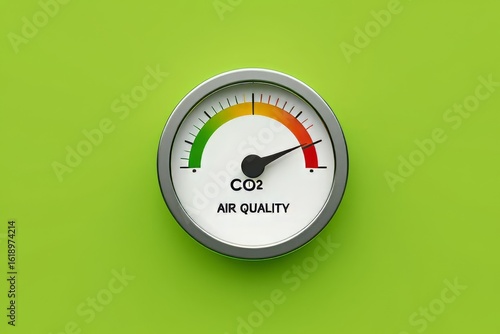 Air Quality Meter Showing High CO2 Levels - Environmental Pollution Indicator