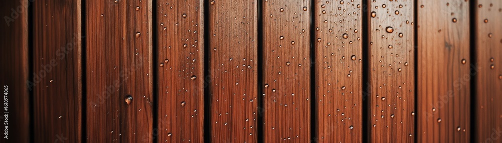 Obraz premium Wet Wood Raindrops on Cedar Planks Detail, Texture , Surface