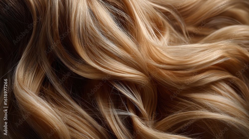 Naklejka premium Close up of wavy blonde synthetic hair extensions