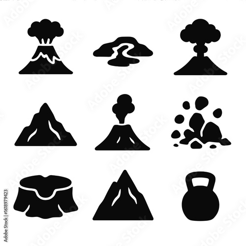 Icon Sets Collection. Solid, filled icon set of gym workout: barbell, squat rack, gym floor, dumbbells, weight plates, weight