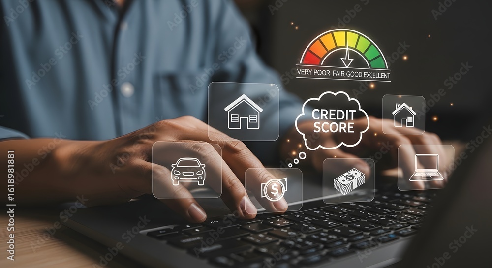 Naklejka premium Credit Score Online Banking Finance Concept