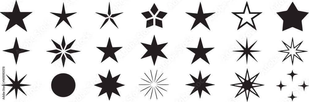 Fototapeta premium Minimalist Star Shape Vector Icon Set Collections Isolate on White Background 