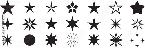 Minimalist Star Shape Vector Icon Set Collections Isolate on White Background 