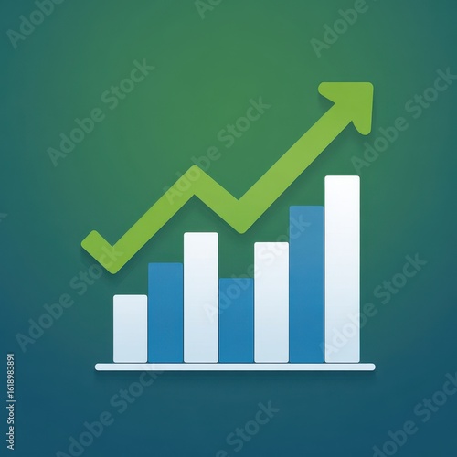 Free Download Ultra quality image of simple, green-themed arrow cartoon above a bar graph, blue base. - GFXLoad