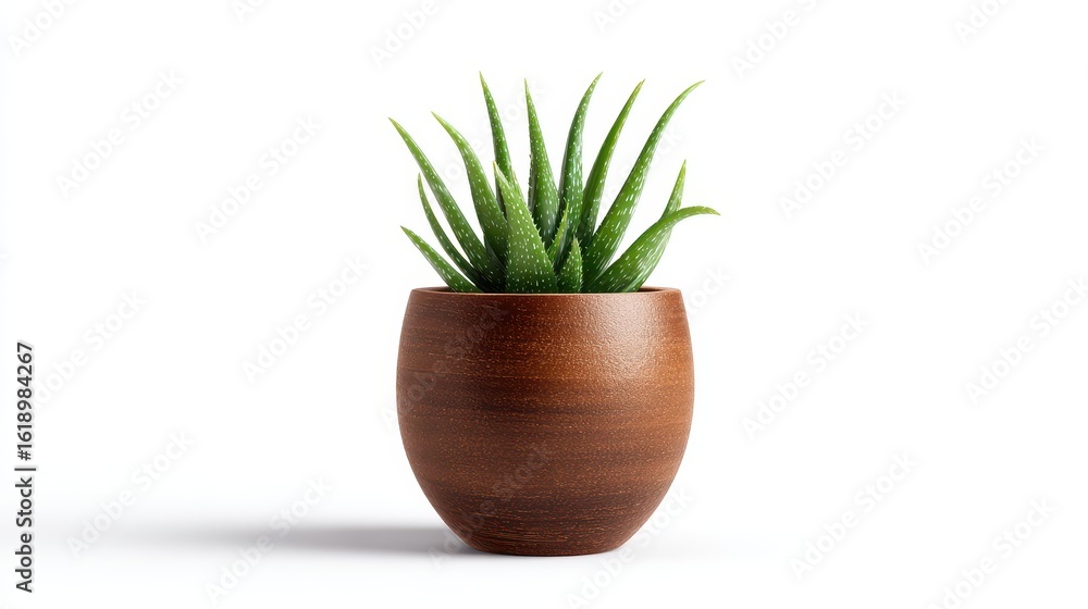 Fototapeta premium Ultra quality image of aloe vera plant in a brown pot isolated on white background.
