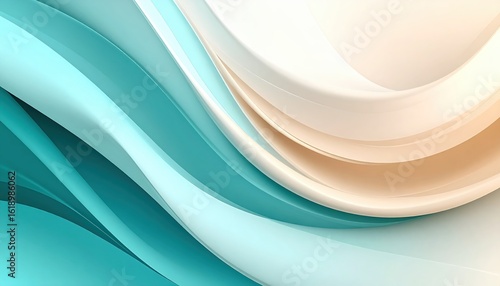 A clean background with light teal scene