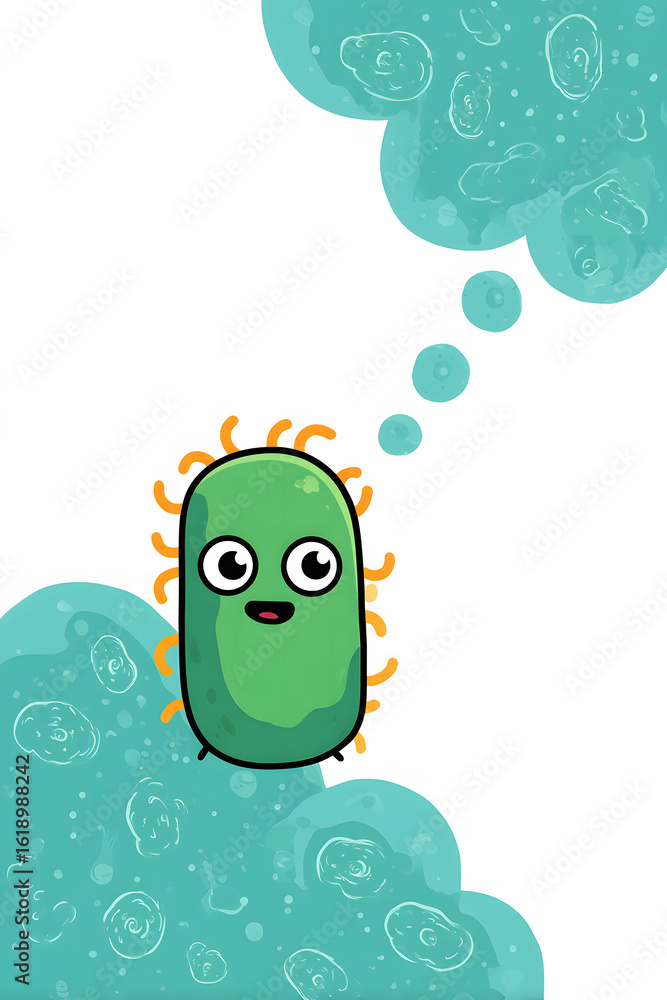 Obraz premium Simple cartoon of commensal bacterium one single one