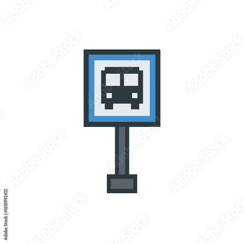 pixel icon bus stop on white background vector
Vector icon pixel art