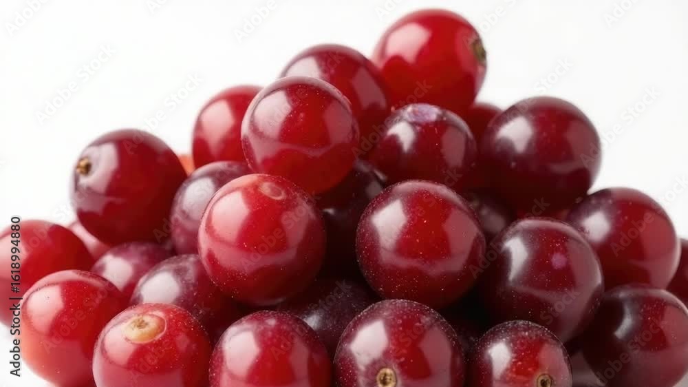 A pile of fresh cranberries on a white background A pile of fresh cranberries on a white background