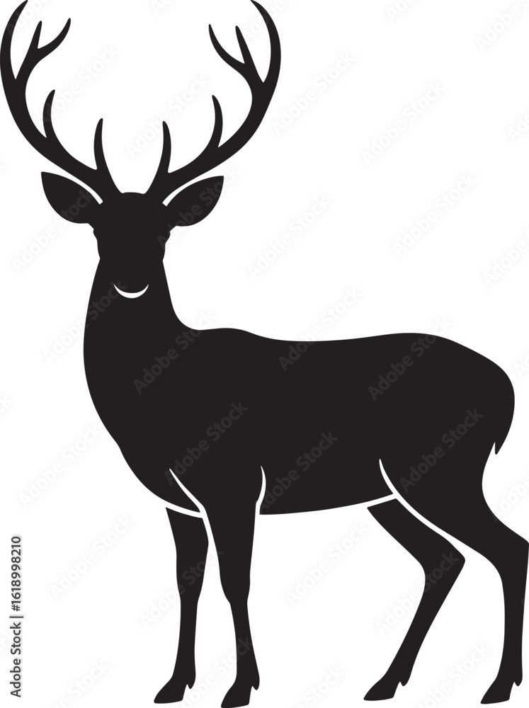Obraz premium Stag Silhouette A Vector Depiction of a Male Deer with Antlers on a Transparent Backdrop
