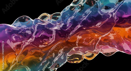 Abstract Colorful Fluid Flowing on Dark Backdrop
