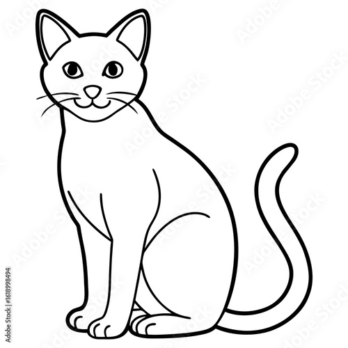 Vector art of outline of a sitting cat isolated on white background