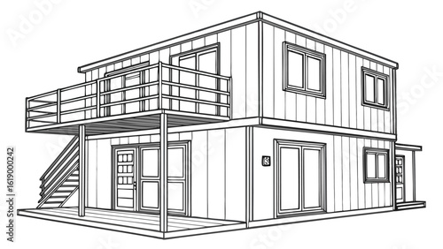 Smart House with Shipping Container, Modern Shipping Container Home, Container house, Container custom home design Plan with Top View for Architectural and Real Estate Design, Small Home