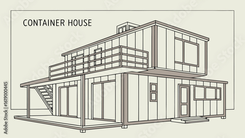 Smart House with Shipping Container, Modern Shipping Container Home, Container house, Container custom home design Plan with Top View for Architectural and Real Estate Design, Small Home