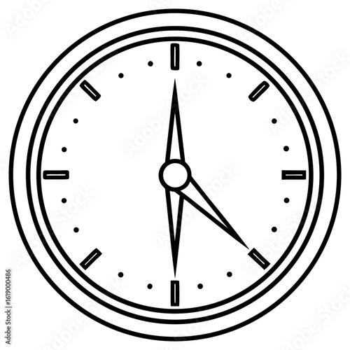 Vector art of line art drawing of a clock isolated on white background
