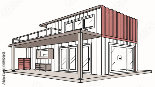 Smart House with Shipping Container, Modern Shipping Container Home, Container house, Container custom home design Plan with Top View for Architectural and Real Estate Design, Small Home