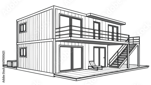 Smart House with Shipping Container, Modern Shipping Container Home, Container house, Container custom home design Plan with Top View for Architectural and Real Estate Design, Small Home