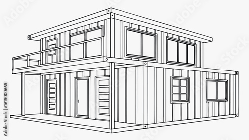 Smart House with Shipping Container, Modern Shipping Container Home, Container house, Container custom home design Plan with Top View for Architectural and Real Estate Design, Small Home