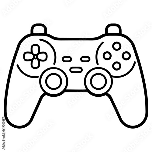 Vector art of simple line art of a video game controller isolated on white background