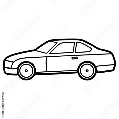 Vector art of outline illustration of a coupe car isolated on white background