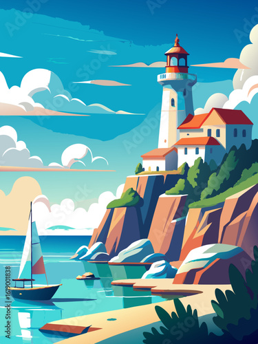 lighthouse in the sea