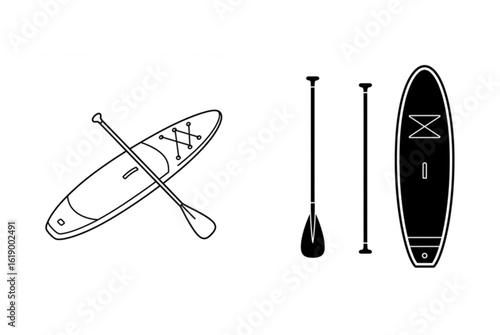 Paddleboard and paddle set for water sports adventures and active lifestyle exploration