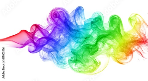 Colorful Smoke Stream on White Background Abstract Design