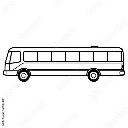 Vector art of line art illustration of a bus isolated on white background