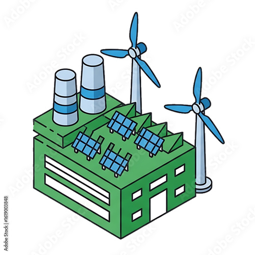 Eco factory powered by renewable energy.