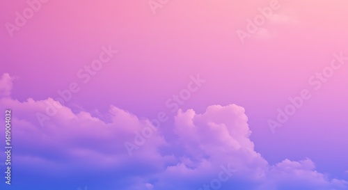 Cotton Candy Sky with Clouds at Dusk Serene Gradient Background