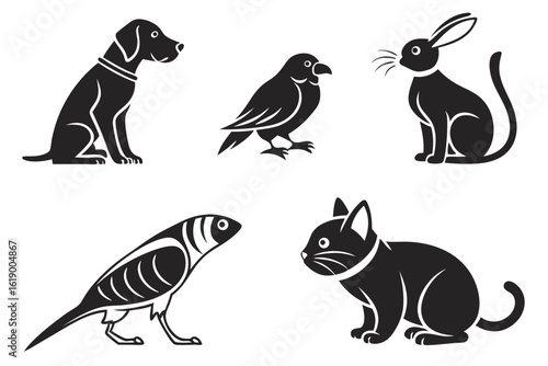 set of animals silhouettes