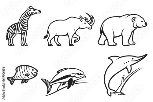 set of wild animals