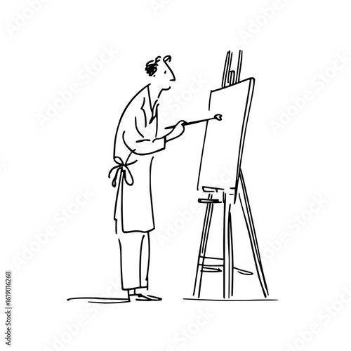 Artist painter painting canvas easel art paintbrush drawing studio artwork creative design illustration sketch