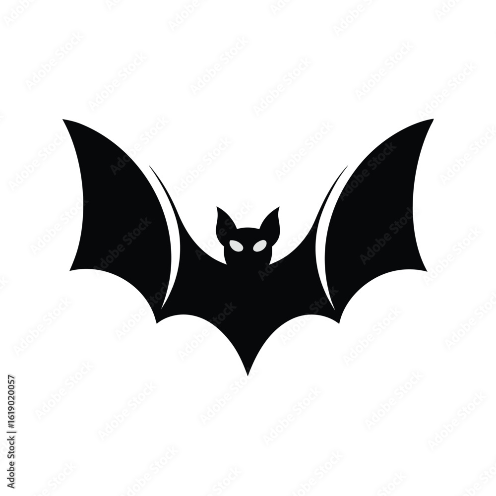 Fototapeta premium Bat silhouette halloween vector illustration. Black bat silhouette vector logo, icon.