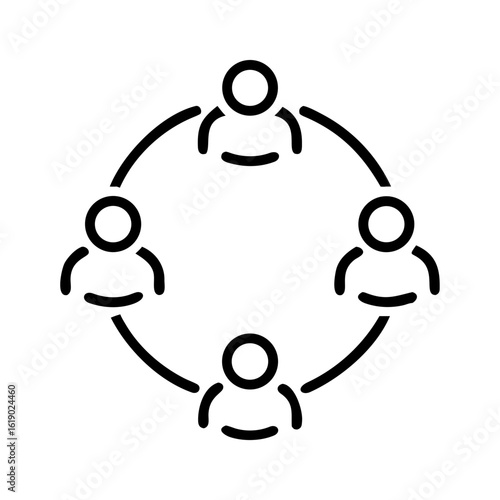 Support group circle illustration featuring connected individuals on a white background