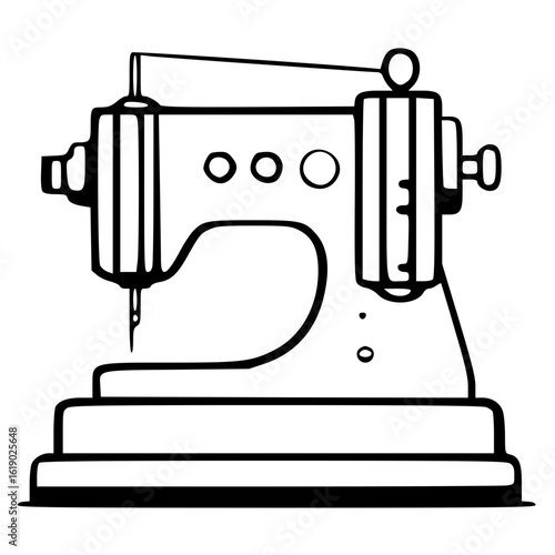 Vintage sewing machine in minimalist style