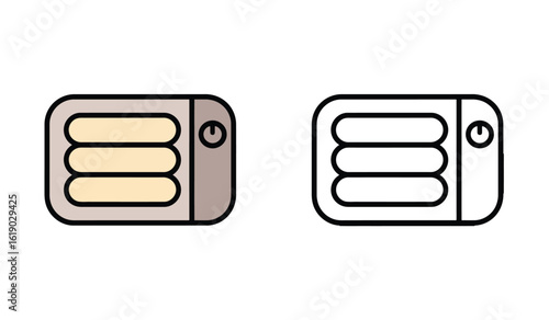 Modern Bread Toaster Machine Illustrations with Power On Symbol in Two Variants Style