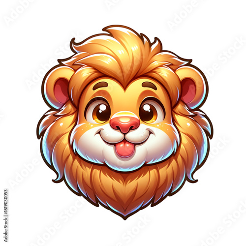 Smiling Lion Cartoon: A charming cartoon illustration of a friendly lion, with its warm and inviting expression and a touch of playful mischief