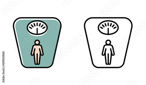 Weight Scale Icons Showing Body Mass and Weight Measurement Concepts