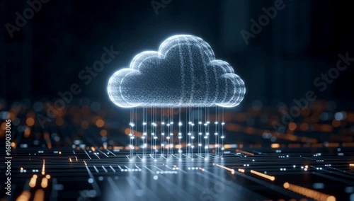 A glowing cloud symbolizing data and connections, representing the concept of 