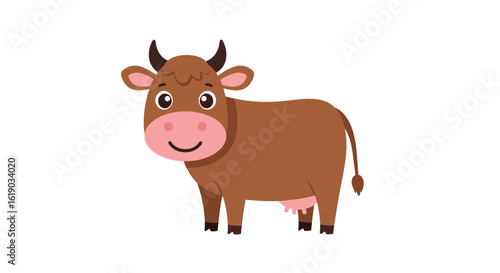 Cute cartoon cow on white background