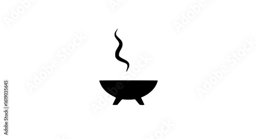 Incense burner smoke white and black icon
